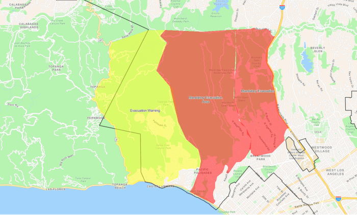 Evacuation alert error phones los angeles county fires