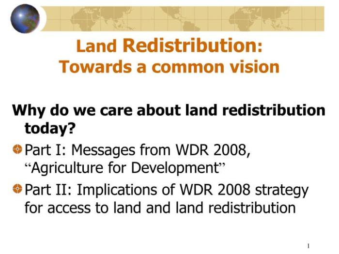 Land reshuffling racial divide essay